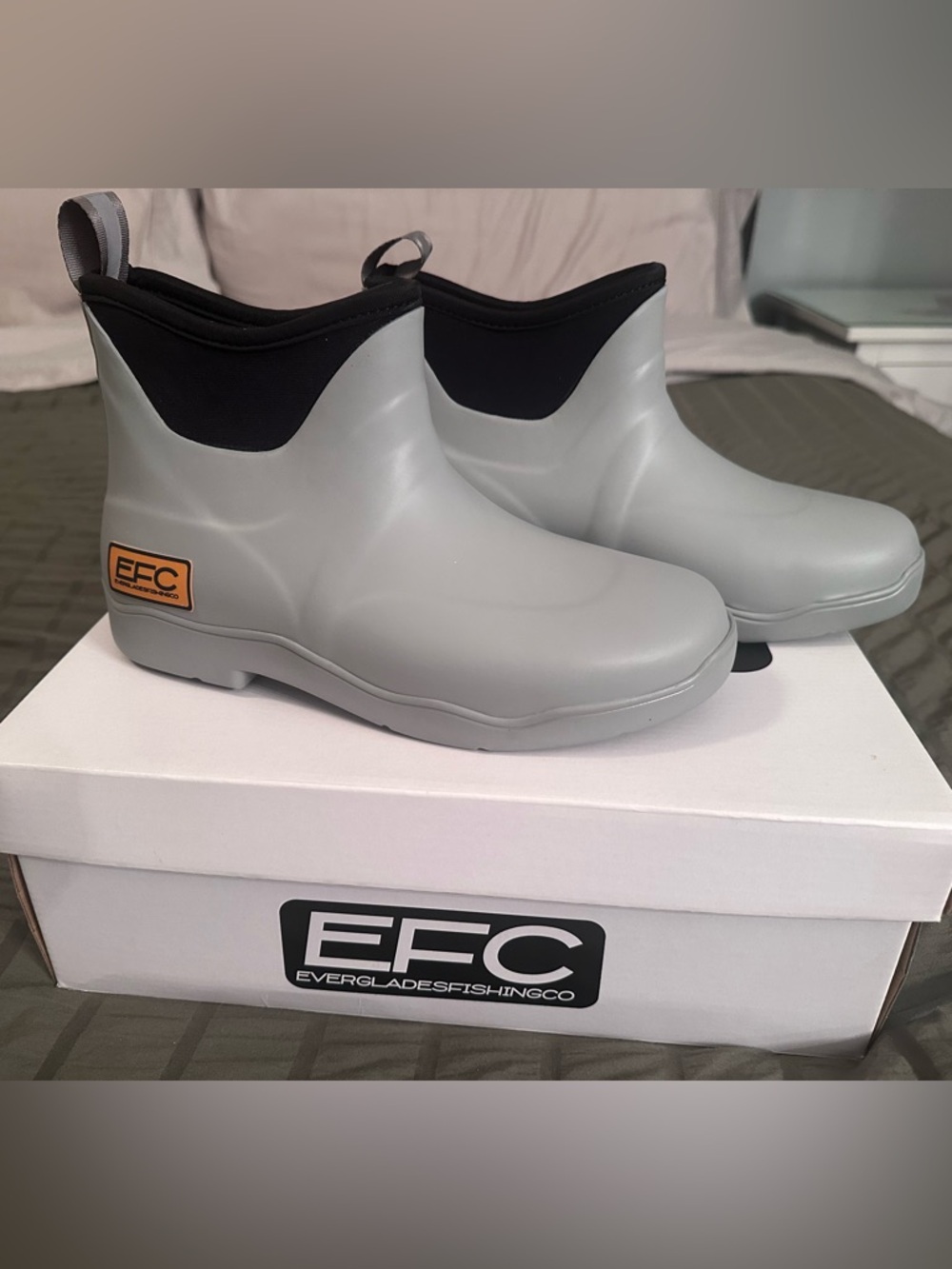 Everglades Fishing Co. grey shorty deck boots (Women size 7)
